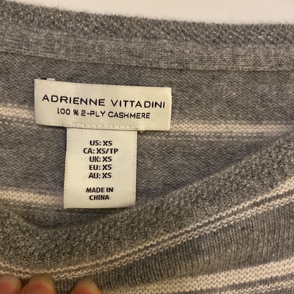 Adrienne Vittadini 2-Ply Cashmere Striped Sweater - Picture 4 of 6